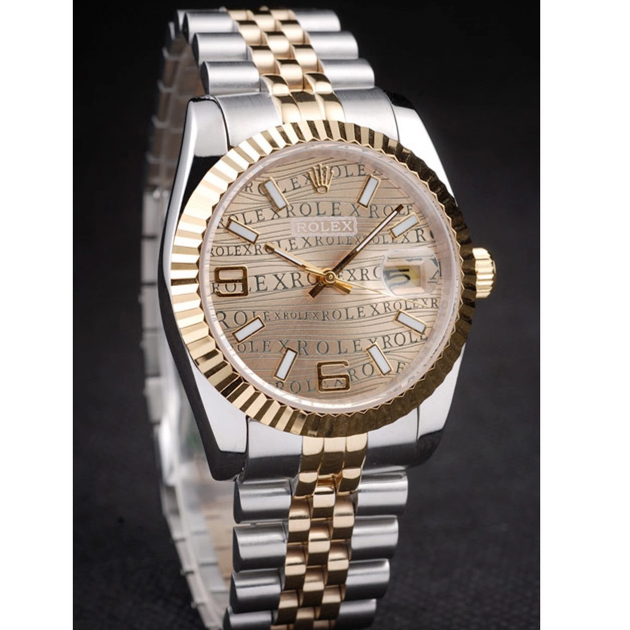 Rolex aaa copy Steel 18k Rolex Gold Stainless Two DateJust PlatedGold Dial Tone 0814